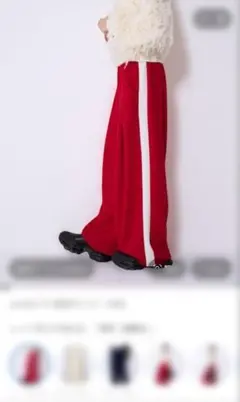 【JEANASIS】　サイドラインタックパンツ　レッド　今季　完売