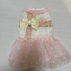 犬用ドレス ホワイト・ピンク フリル