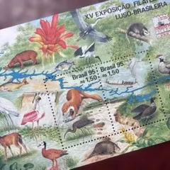 78431セール現品限　外国切手　ブラジル発行動物他小型シート