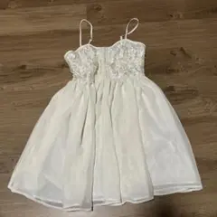 FOREVER 21 ホワイトキャミワンピース レースシフォンワンピース