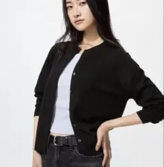 Sサイズ メリノクルーネックカーディガン　ブラック　ユニクロ　UNIQLO
