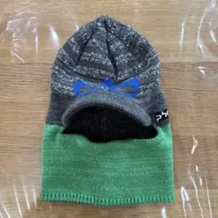 phenix フード付き帽子 グレー/緑　キッズ用