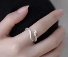 蛇 ヘビ スネーク デザイン シルバー オープンリング フリー