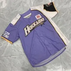 北海道日本ハムファイターズ ユニフォームシャツ 半袖 ホワイト 紫 Fサイズ