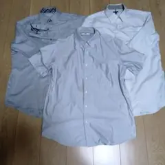 【まとめ売り】メンズ ワイシャツ 3枚セット（半袖・長袖／グレー系）