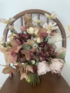 テラコッタ　ブラウン　胡蝶蘭　アーティフィシャルフラワー　ウェディングブーケ造花 テラコッタ ブラウン 胡蝶蘭 アーティフィシャルフラワー