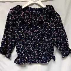 ☆未使用　milky coast 花柄フリル長袖ブラウス　150