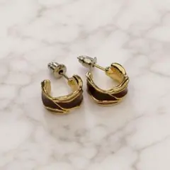 ブラウン ホワイト ピアス アンティーク レディース 両耳 新品 可愛い