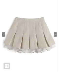 インパン裏地付きフリルツイードプリーツミニスカート [gm838] Mサイズ