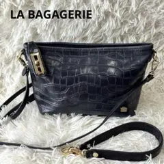 LA BAGAGERIE クロコ型押し 2wayショルダーバッグ ゴールド金具