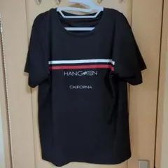 HANGTEN ブラック Tシャツ ストライプデザイン