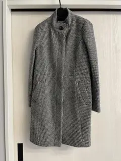 ナチュラルビューティーベーシック 白黒チェック柄 ロングコート S