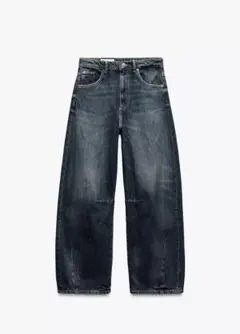 zara trf バギーバルーン ミッドライズジーンズ パンツ 34 デニム
