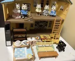 シルバニアファミリー お家＋人形5体＋家具・小物まとめ売り すぐ遊べるセット