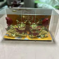 シーサー置物 3体セット 金色 赤色