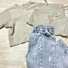 女の子90cm　フレアジーンズ&キャミソール&シャツ　まとめ売り　RELA 半袖