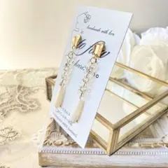 〈値下げ〉パールピアス　ロングピアス　Ｉラインピアス