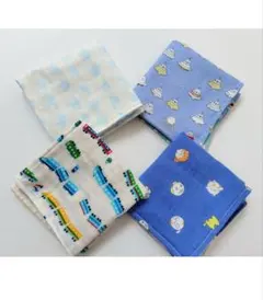 ハンドメイド　白ネームテープ付　20×20cm　ガーゼハンカチ　4枚　男の子