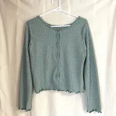 ehkä söpö グリーンチェック長袖トップス E