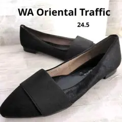 WA Oriental Traffic 　ブラックフラットシューズ スエード風