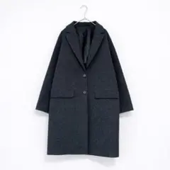 UNIQLO◆ウールブレンドロングPコート／チェスターコート◆ダークグレー◆XL