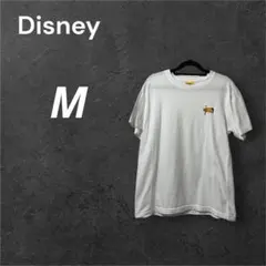 Disney 半袖 Tシャツ ホワイト M ワンポイント ロゴ プーさん 刺繍