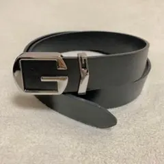 メンズ ベルト G ブラック 高級感 ゴルフ レザー シルバーバックル 黒×銀