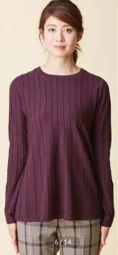 美品☆icb【洗える】Synthetic Spun ニットSワイン（ボルドー）系