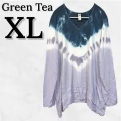 ロンT 【XL】 タイダイ ネイビー ホワイト パープル 長袖 Vネック 秋冬春