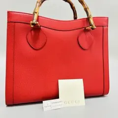 GUCCI グッチ ハンドバッグ ダイアナ バンブーレッド 大容量