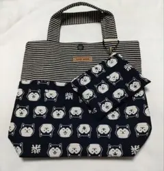 トートバック　手提げバッグ　柴犬　ドビー　ハンドメイド　和柄