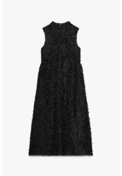 フリンジ加工ミディ丈ワンピース ブラック ZARA - メルカリ