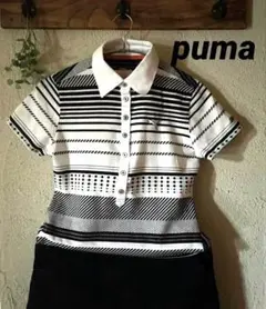 PUMA ストライプポロシャツ レディースM