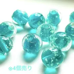 4個 蓄光 夜光 とんぼ玉 ガラスビーズ グリーン 12mmラウンド