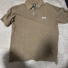 STUSSY ポロシャツ ブラウン 総柄 ロゴ刺繍 古着のサムネイル