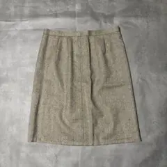vintage ひざ丈タイトスカート ヘリンボーン柄 ブラウン レトロ 古着のサムネイル