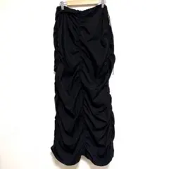 シャーリングスカート ブラック Mサイズ　ウエスト調整可能