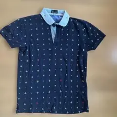 TK MIXPICE ネイビー マリン柄 ポロシャツ L