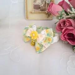 ダブルリボン(たんぽぽ)わんちゃん猫ちゃん用首輪