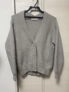 【31sons de mode】ビジューカーディガン ライトグレー