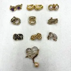 【T】売り尽くし✨メッキアクセサリー10点おまとめイヤリングセット ブローチ