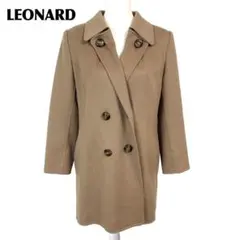 LEONARD カシミヤコート ダブル 9AR ライトブラウン 裏地花柄のサムネイル