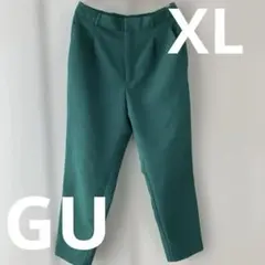 GU テーパードパンツ　XL ウエストゴム　スラックス　グリーン　大きいサイズ