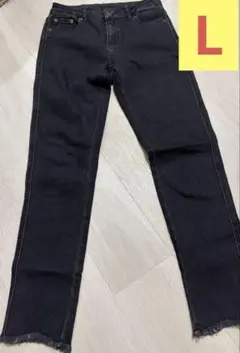 【最終値下げ】ピエロ　Pierrot 裾フリンジスキニーデニム　ブラック　L