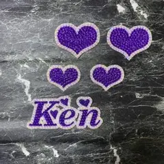 デコうちわ　デコ文字　うちわ　団扇　【 Ken 】 ハート　パープル