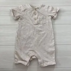 H &M オーガニックコットンストライプロンパース　6-9M