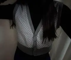 グレー ダイヤモンドパターン ベスト Lサイズ　春