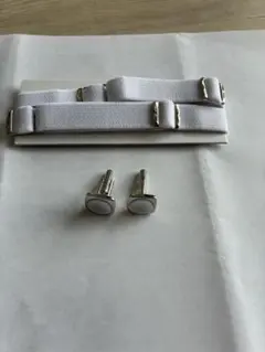 カフスボタン＋アームバンド セット メンズ フォーマル 袖丈調整 紳士小物