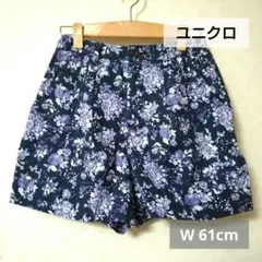 UNIQLO フラワープリントショートパンツ 紫 w61cm