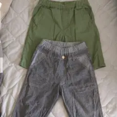 140㎝カーキ色パンツ& デニム風パンツ